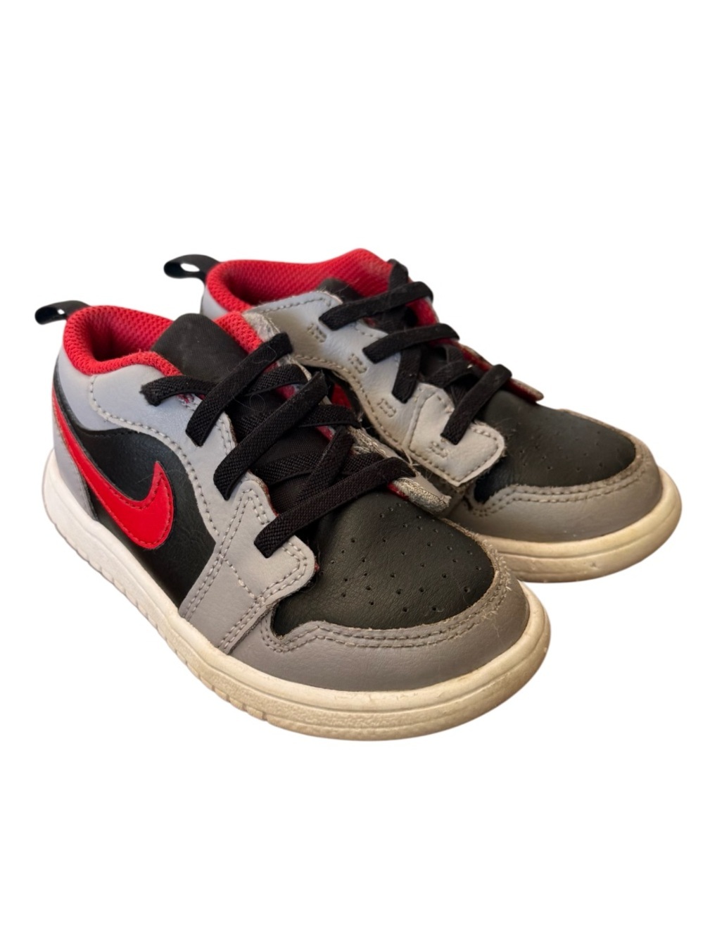 Air Jordan 1 Low Flyer Kids Sneakers in Black/Cement & Red-Size 9C
